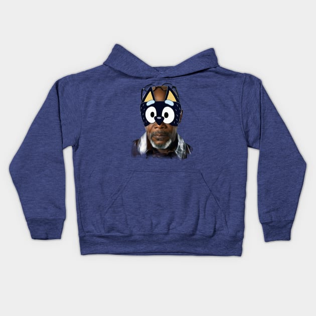 Good Daddy Behind Bluey Mask Kids Hoodie by PONGEISM STRIPEYE